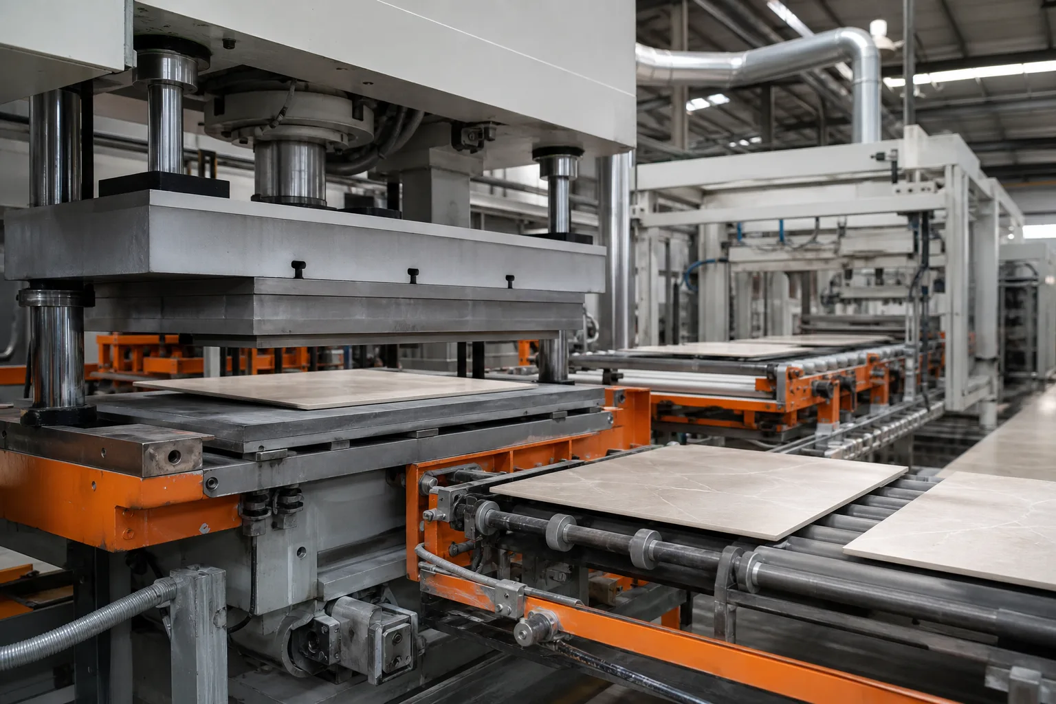 Ceramic tile pressing and automated production machinery